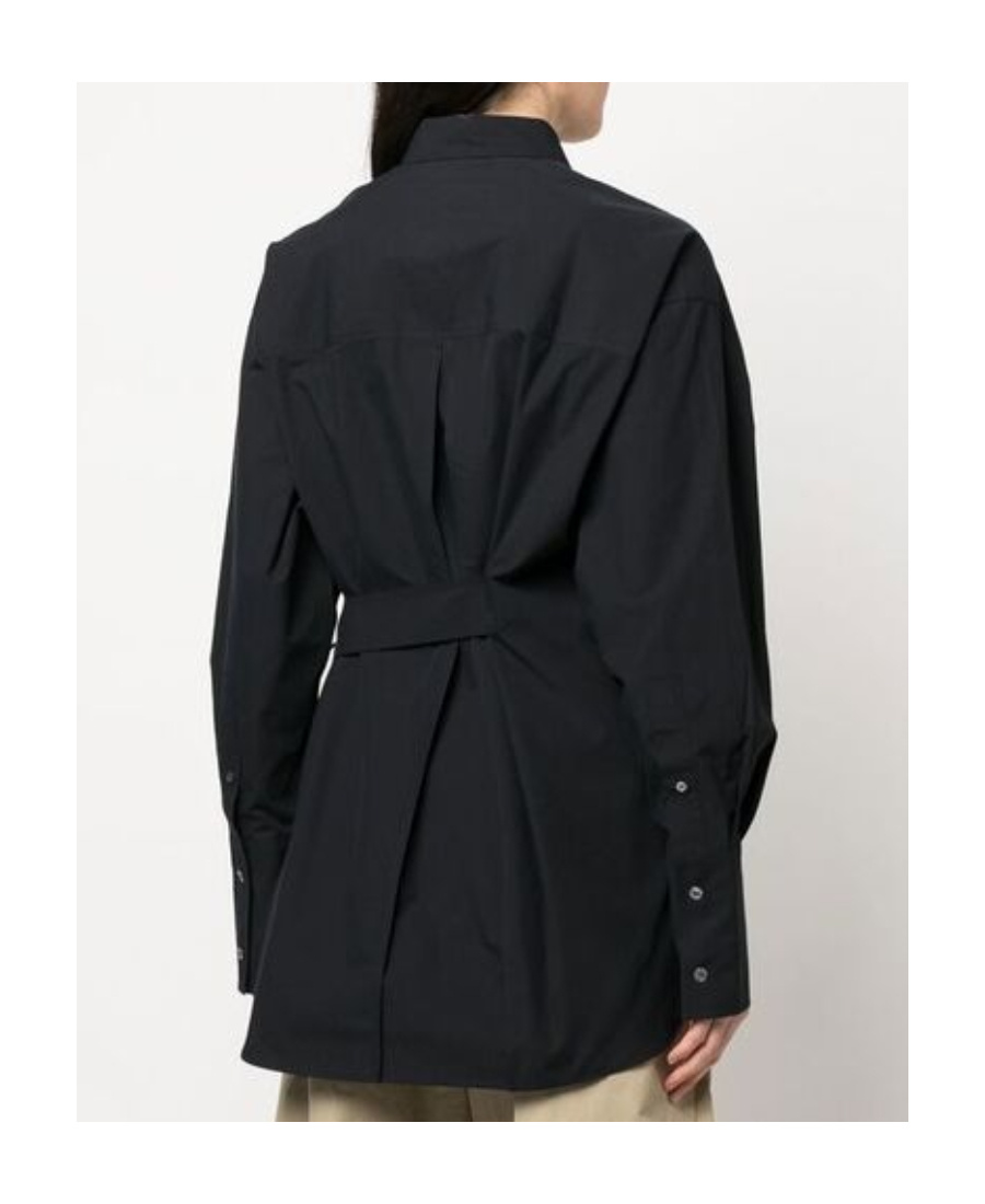 Studio Nicholson Single-breasted Long-sleeved Shirt In Black