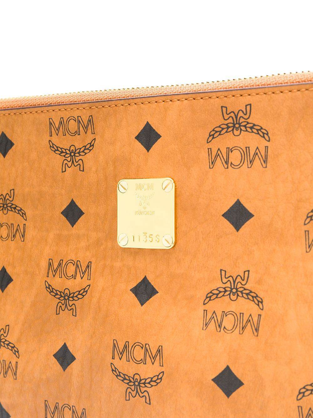 Mcm Visetos Small Clutch Bag In Orange