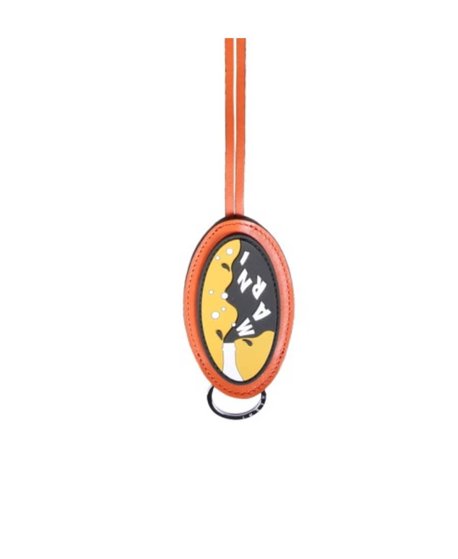 Marni Men Key Ring With Logo Patch In Orange