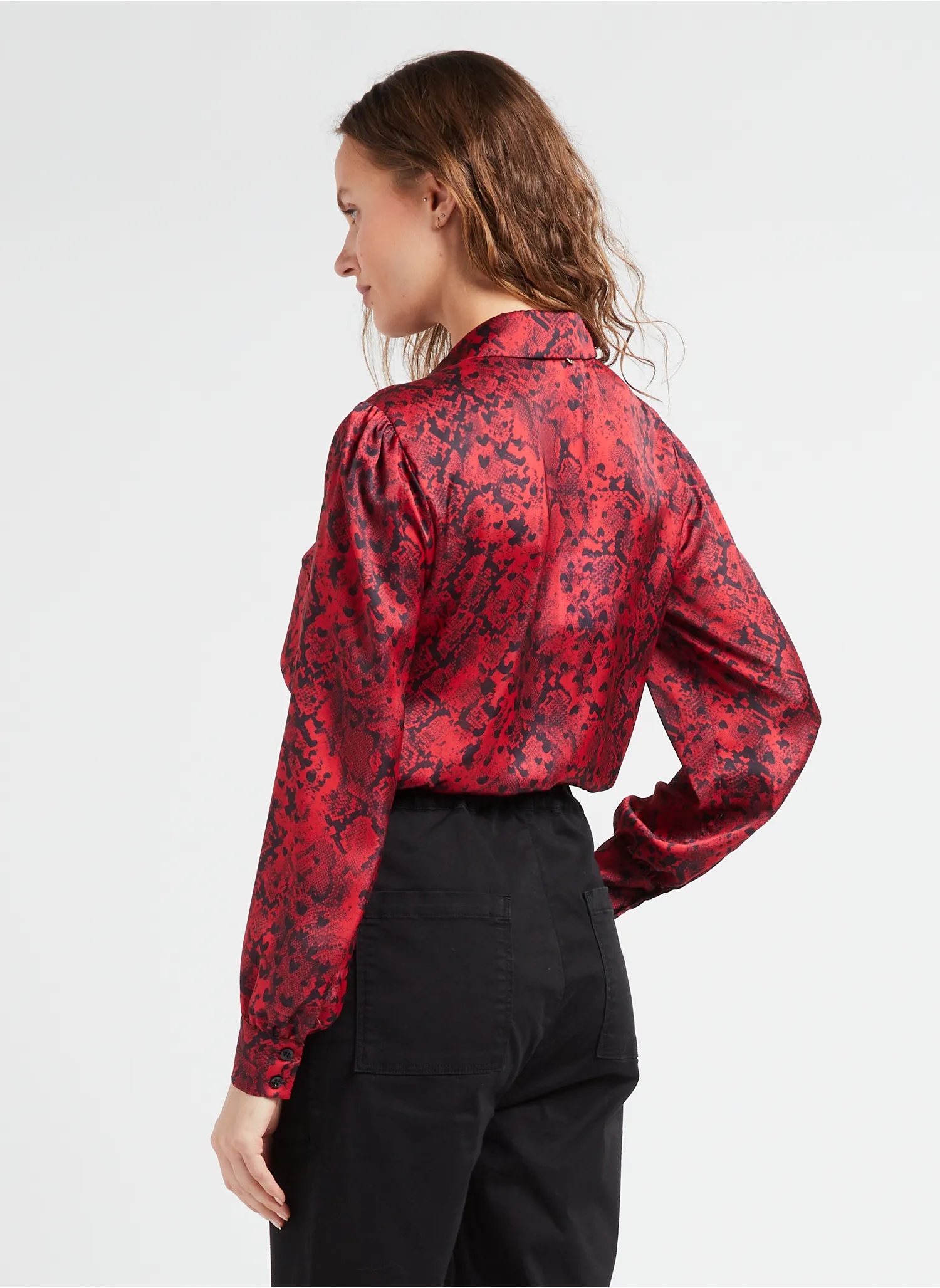 Liu •jo Snake-print Long-sleeve Shirt In Red