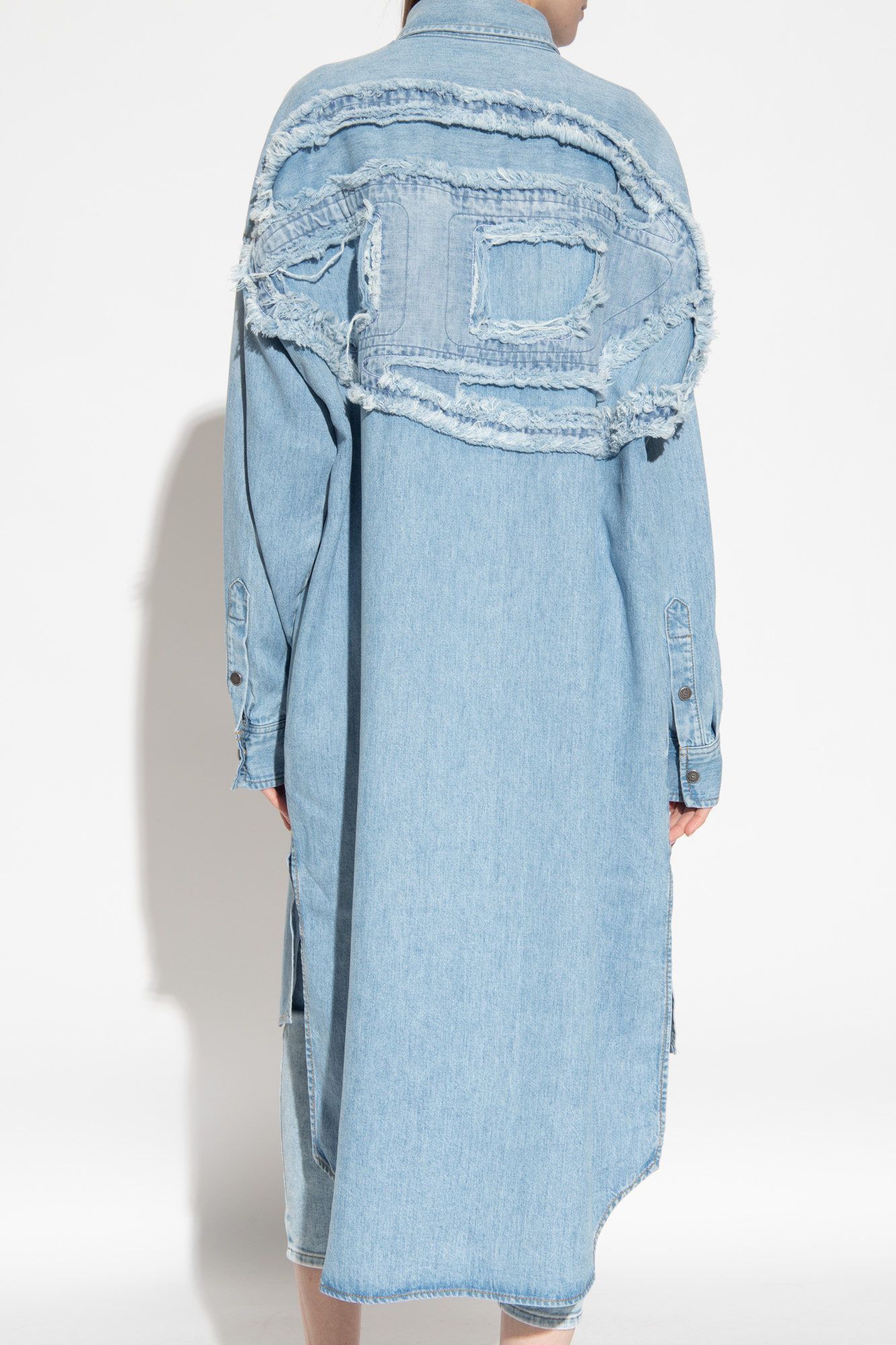 Diesel De-davis-l-s Denim Shirt Dress In Blue