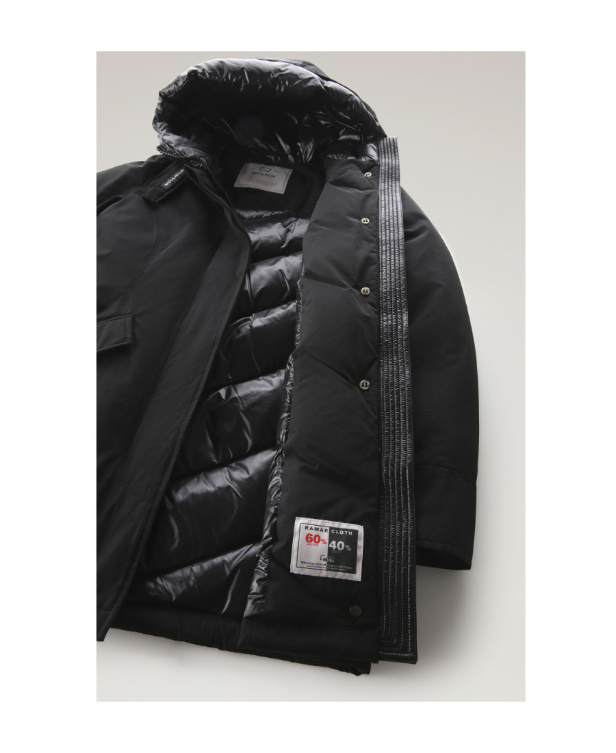 Woolrich Artic Parka Jacket Woman Puffer Midnight Blue Size L Cotton In Black