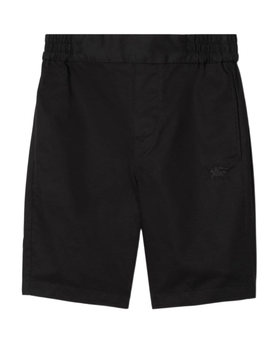 Burberry Equestrian Knight-embroidered Cotton Shorts In Black