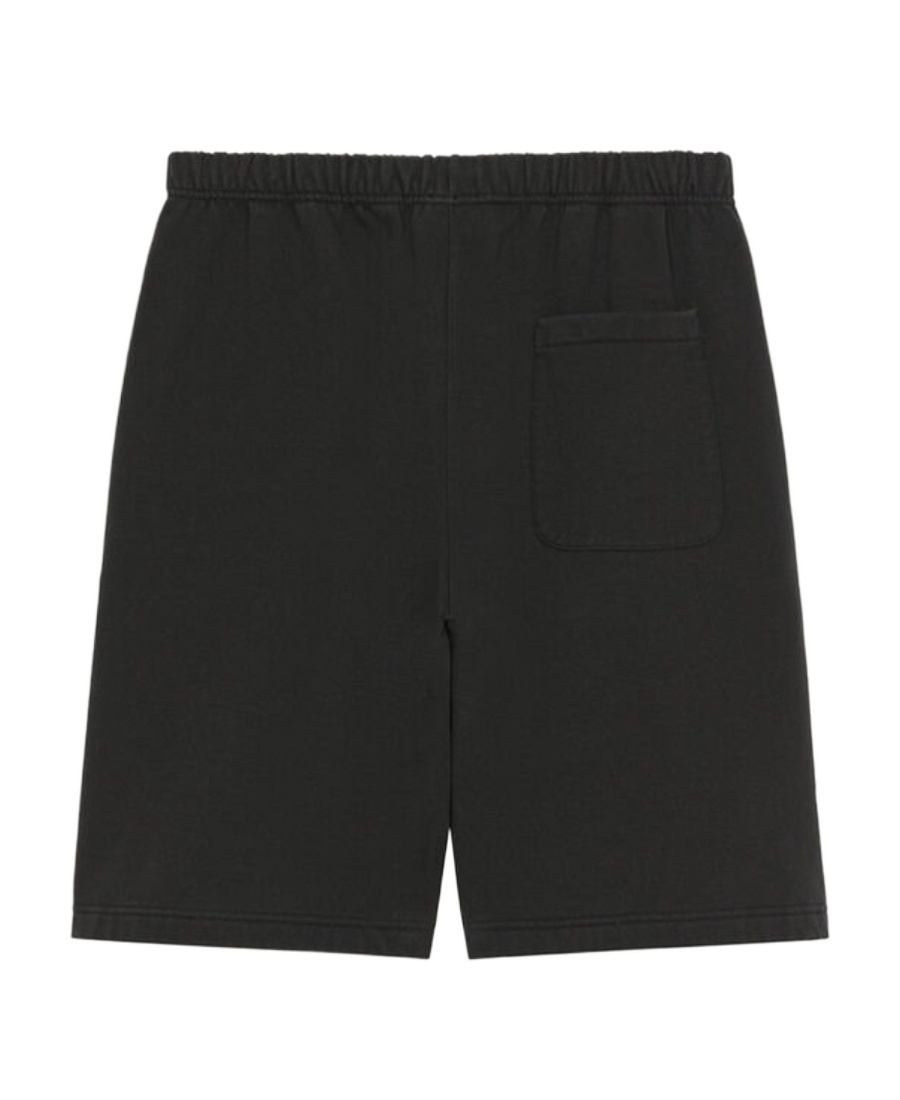 Kenzo Black Bermuda Shorts With Logo Patch In Cotton In Black