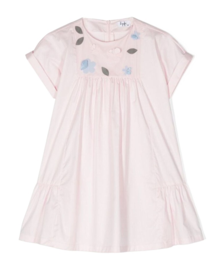 Il Gufo Floral-appliqué Flared Dress In White