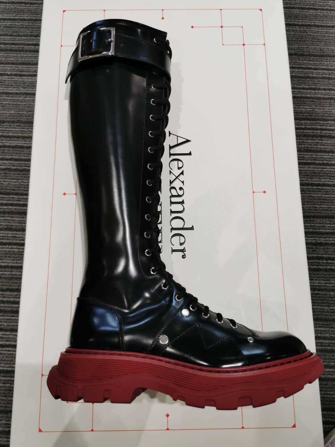 Alexander Mcqueen Leather And Knee Boots In Black