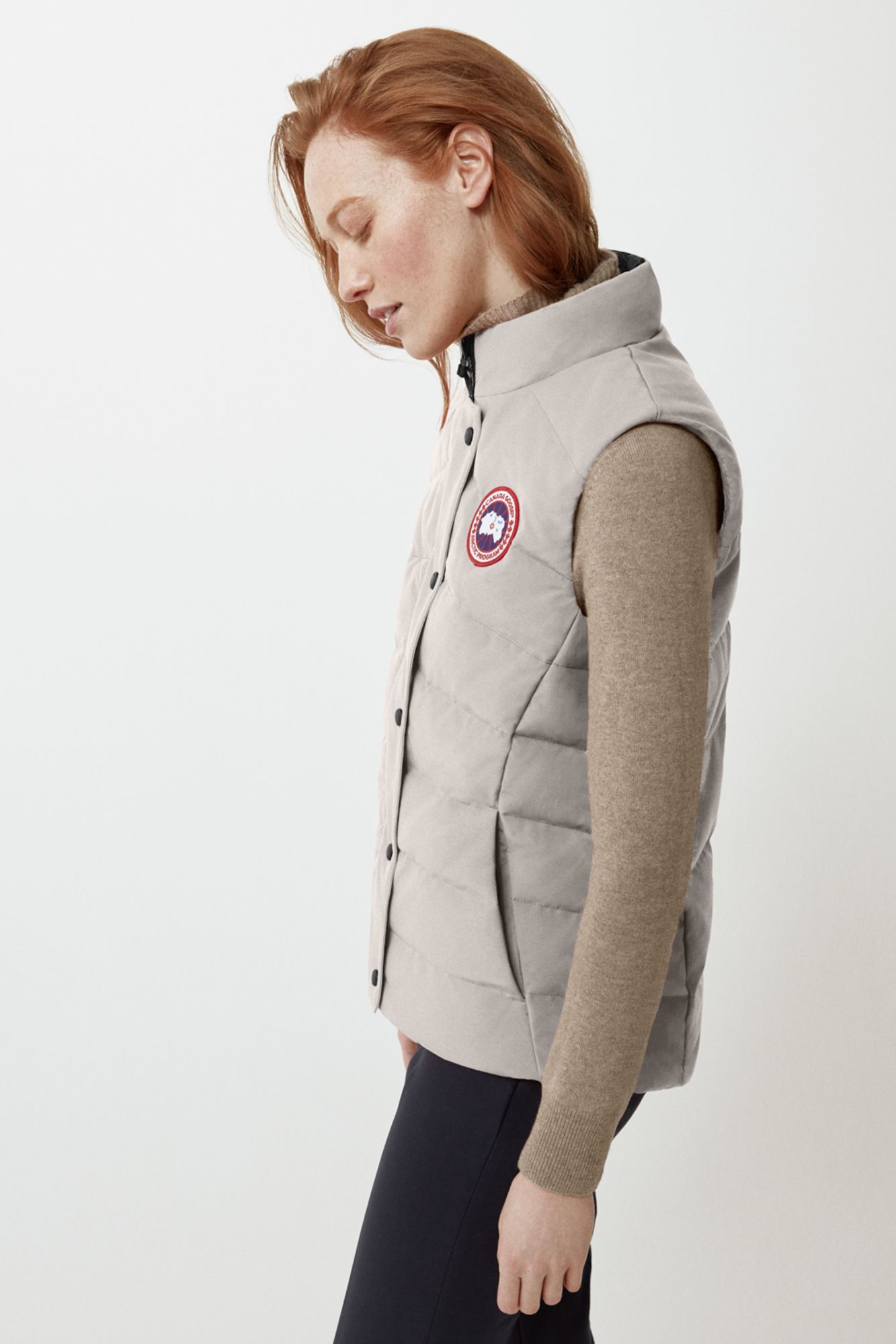 Shop Canada Goose Logo-patch Padded Gilet In Gray