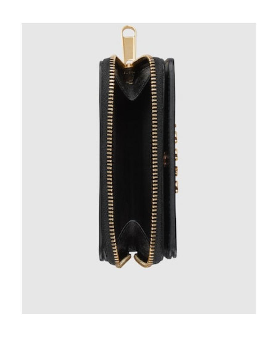 Gucci Mini Logo-script Leather Wallet In Black
