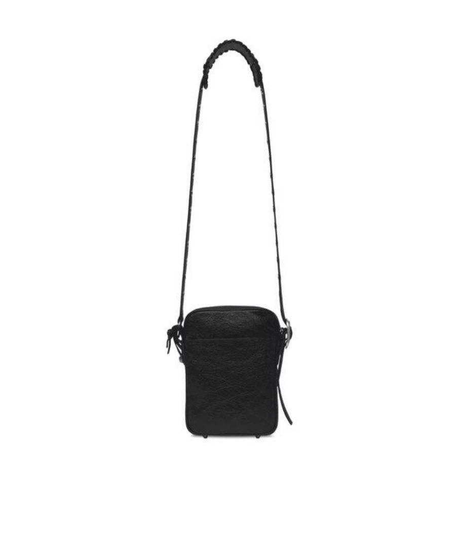 Balenciaga Le Cagole Embellished Textured-leather Messenger Bag In Black