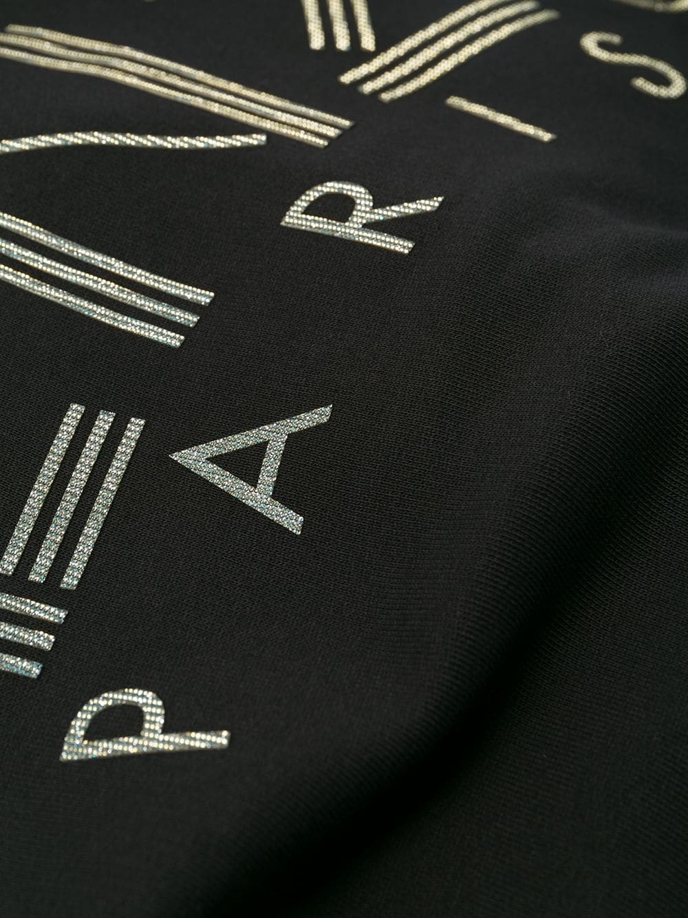 Kenzo Rear Logo Print Zipped Hoodie In Black
