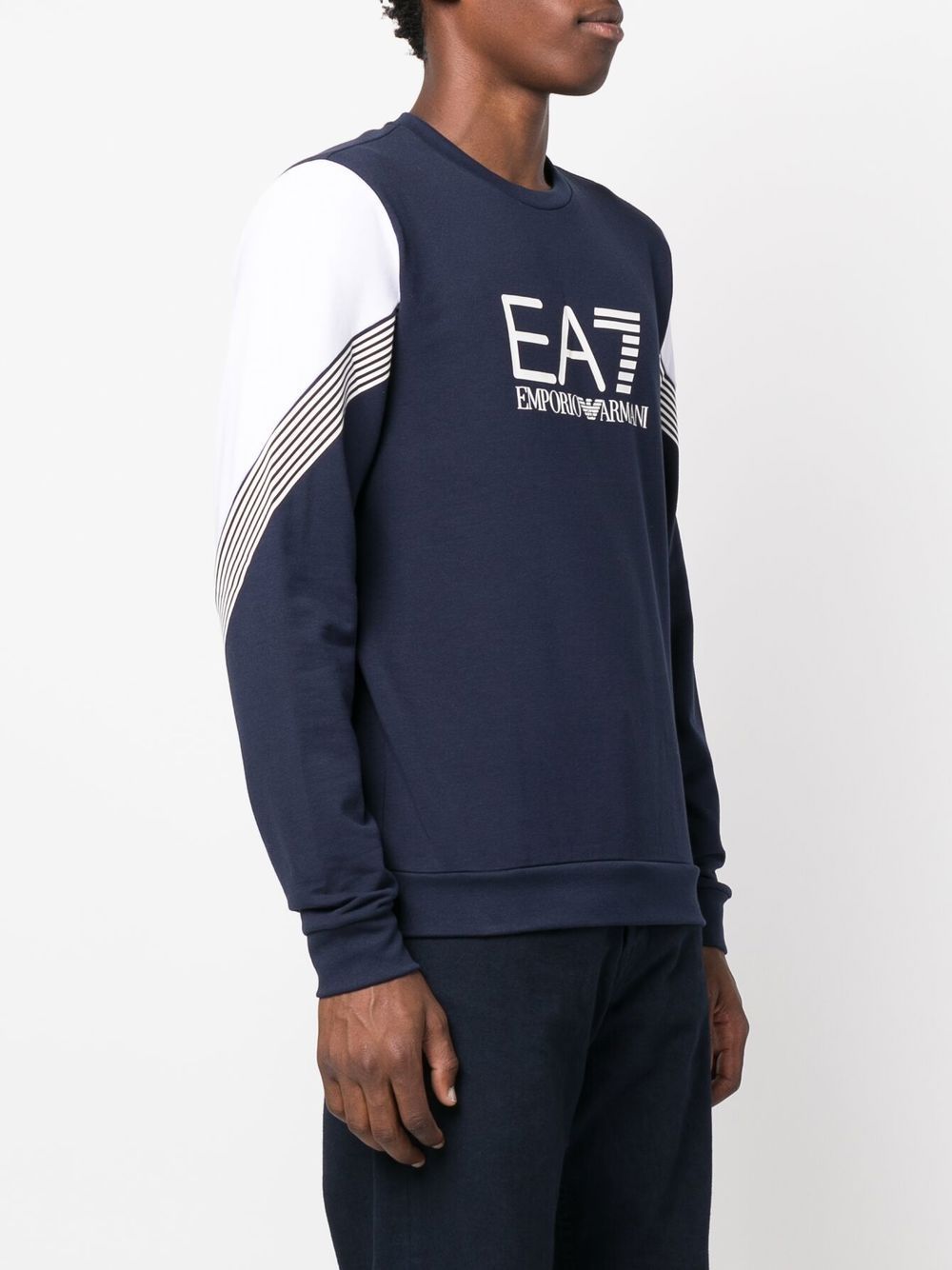 Ea7 Logo-print Crew-neck Sweatshirt In Black