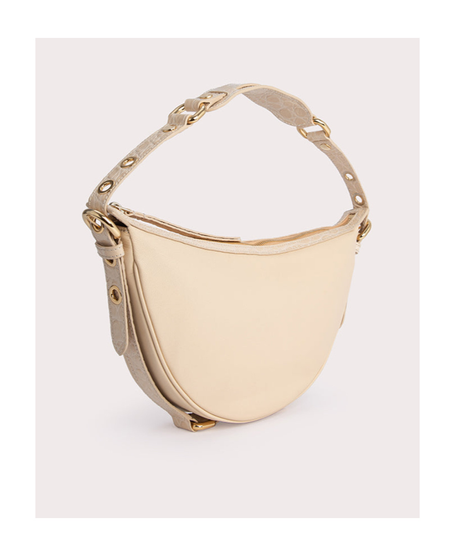 By Far Cream Leather 22 Cm Gib Shoulder Handbag In Nude