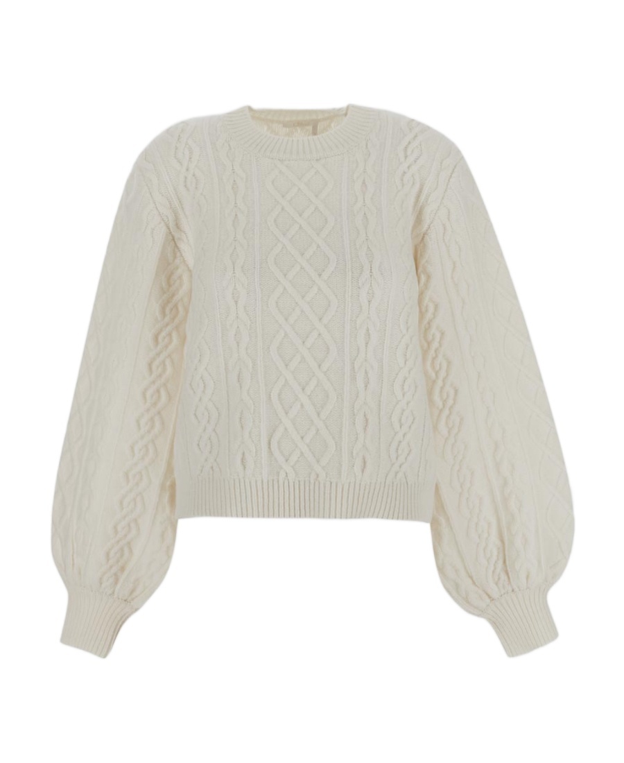 Shop Chloé Cable-knit Wool-cashmere Jumper In White