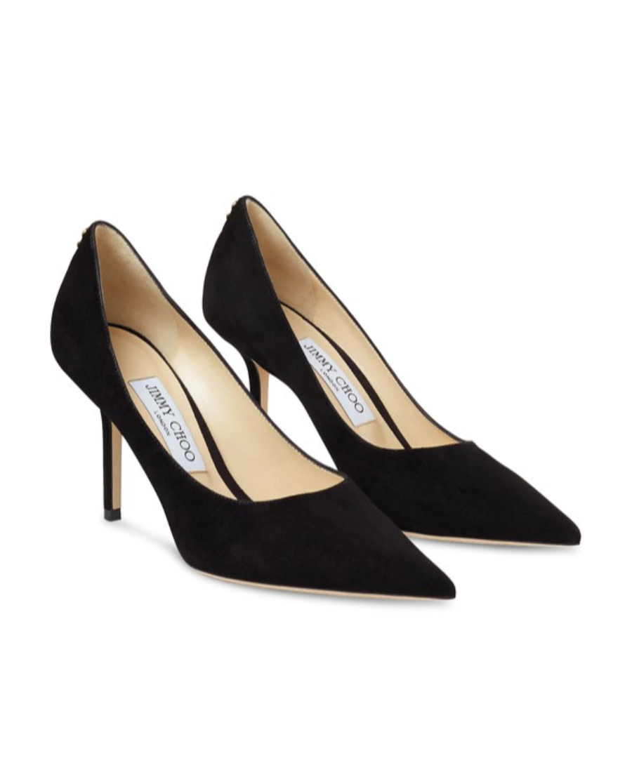 Jimmy Choo Logo Pointed High Heels In Black