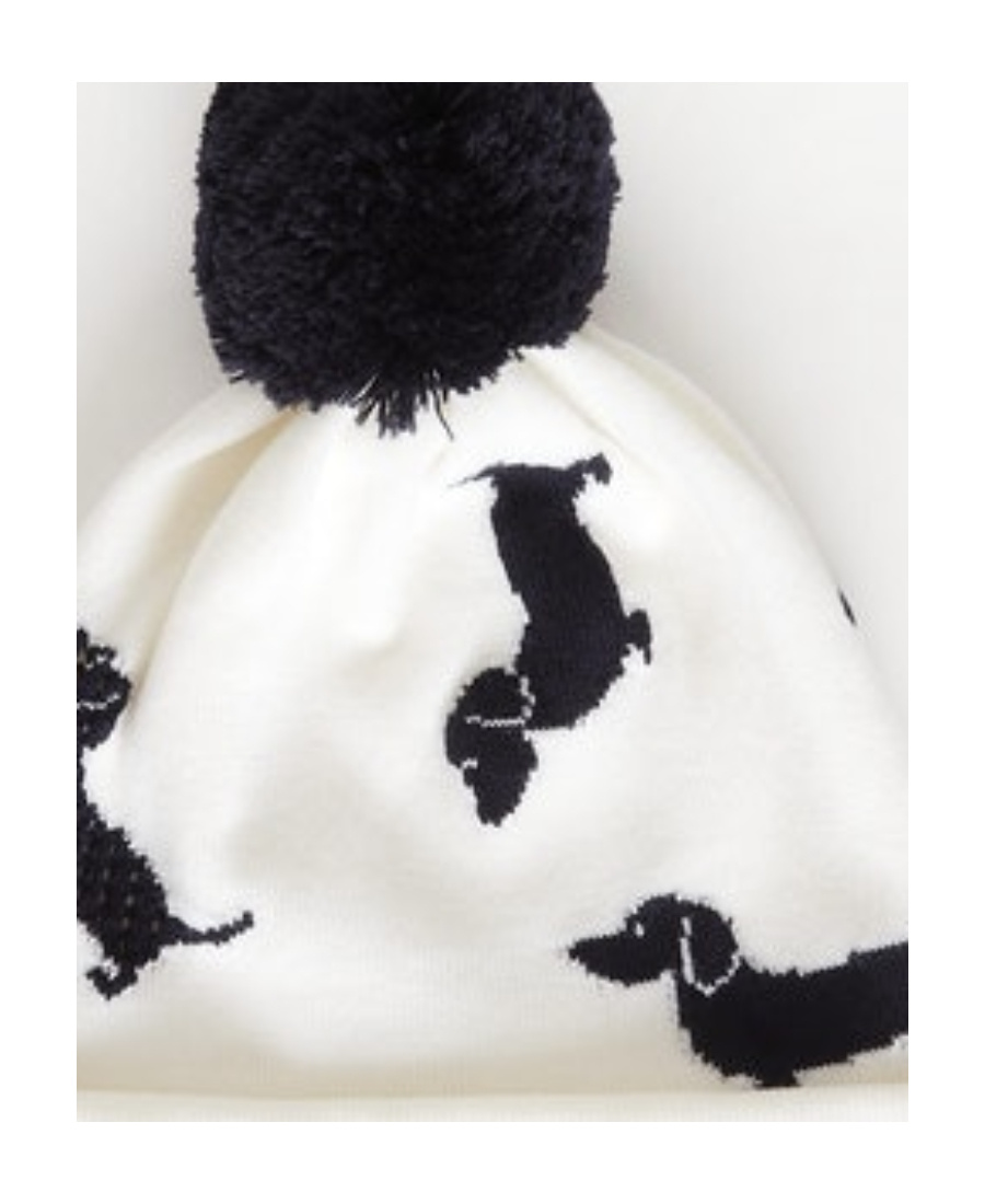 THOM BROWNE POMPOM DETAIL DOG BEANIE