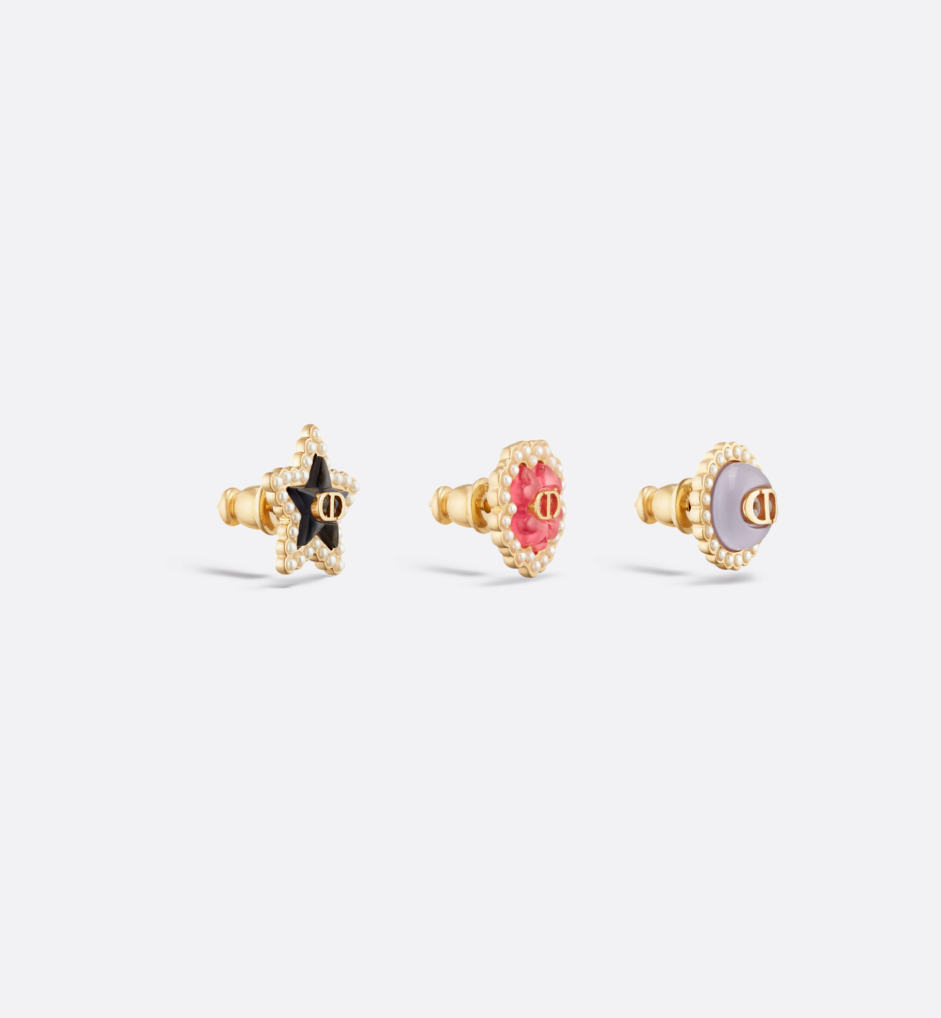 Dior Inlaid Earrings Set Of Three In Multi