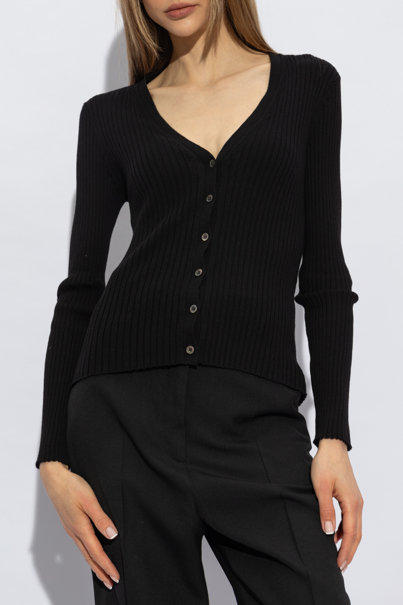 Apc V-neck Organic Cotton Cardigan In Black