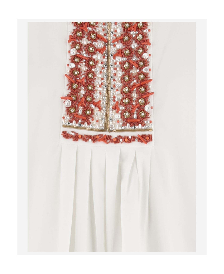 Valentino Bead-embellished Cotton-poplin Mini Dress In White