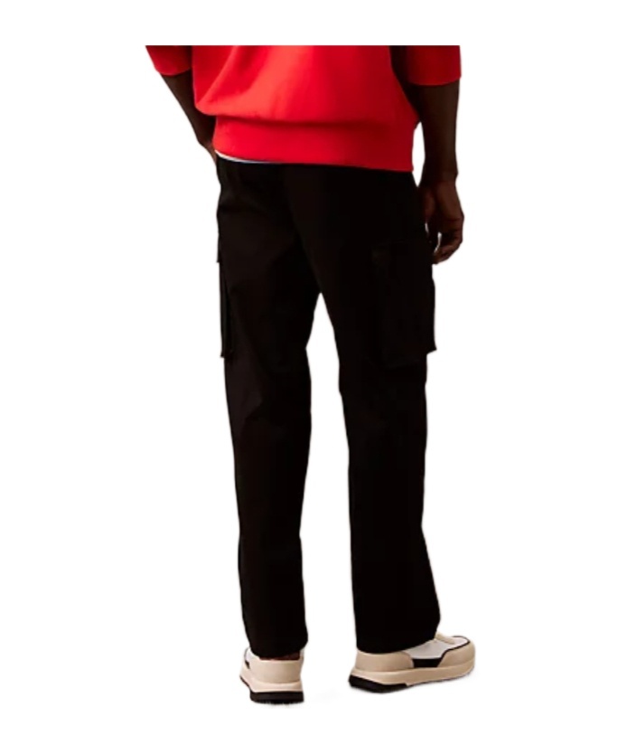 Calvin Klein Jeans Est.1978 Cotton Stretch Straight Fit Cargo Trousers In Black