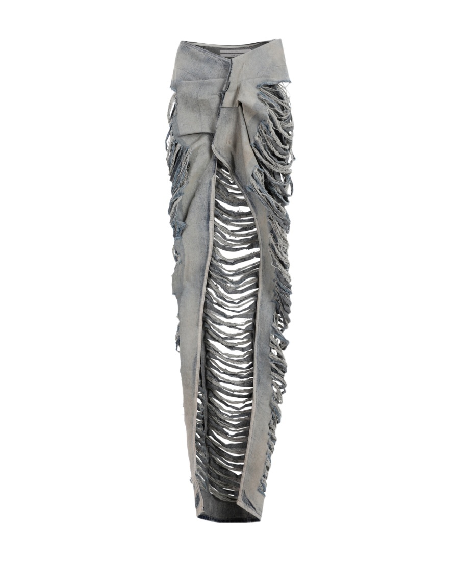 Rick Owens Edfu Skirt Distressed Cut-out High-waisted In Gray