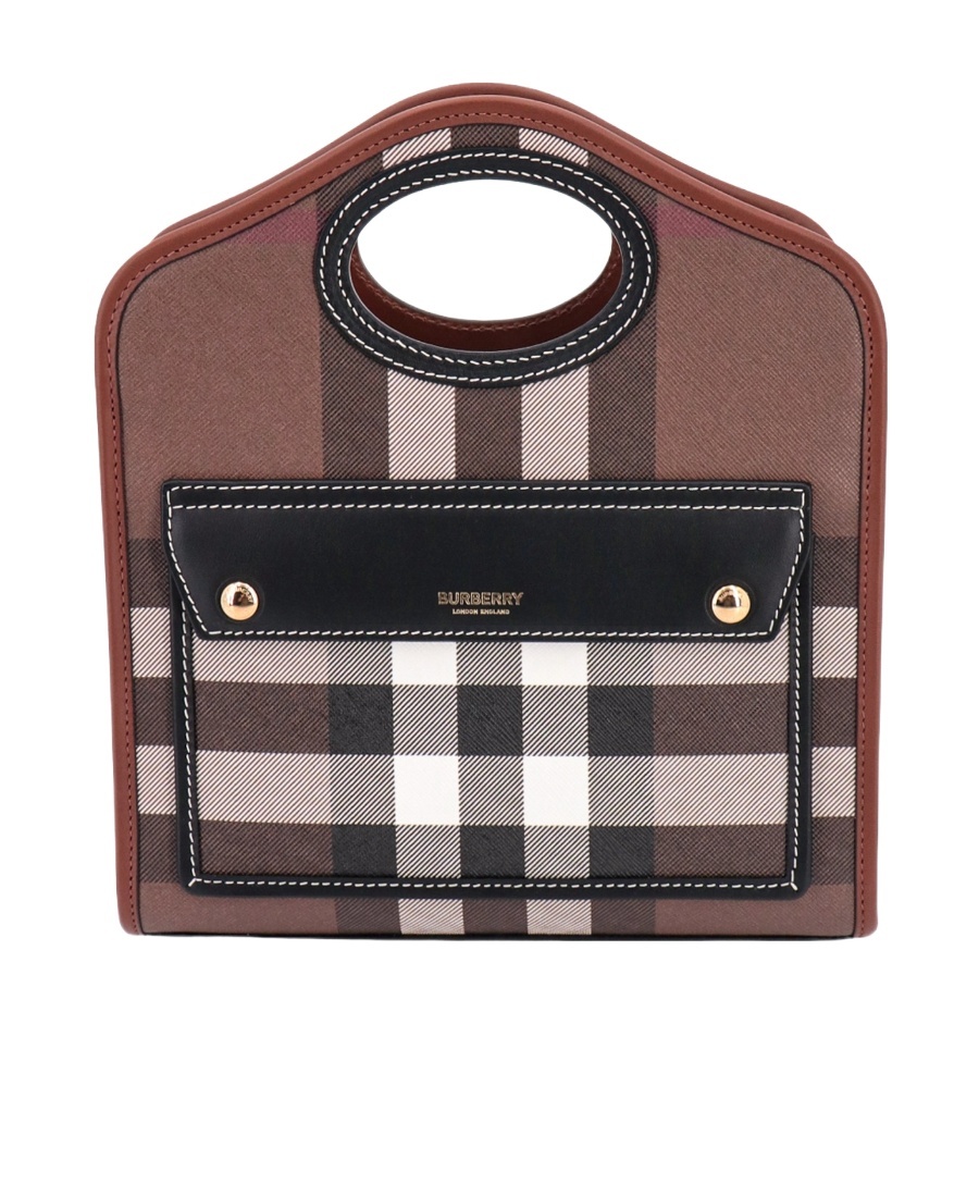 Burberry Printed E-canvas And Leather Mini Pocket Bag Handbag In Brown