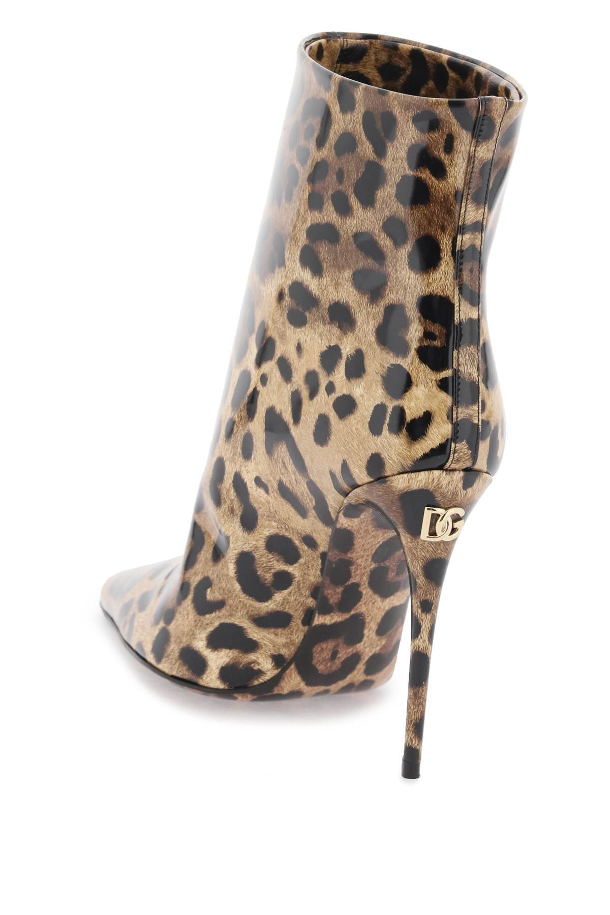 Dolce & Gabbana Women's 105mm Leopard Leather Booties In Black