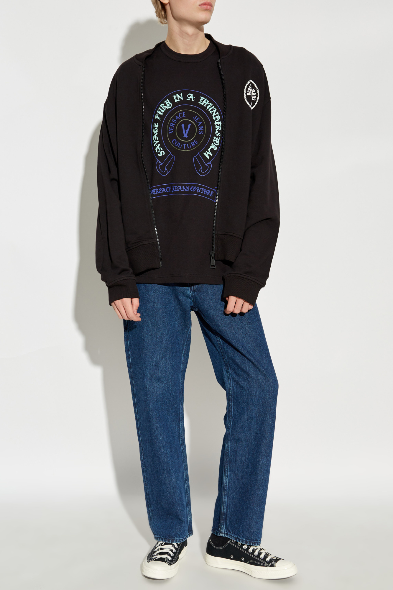 Shop Versace Jeans Logo T-shirt In Black