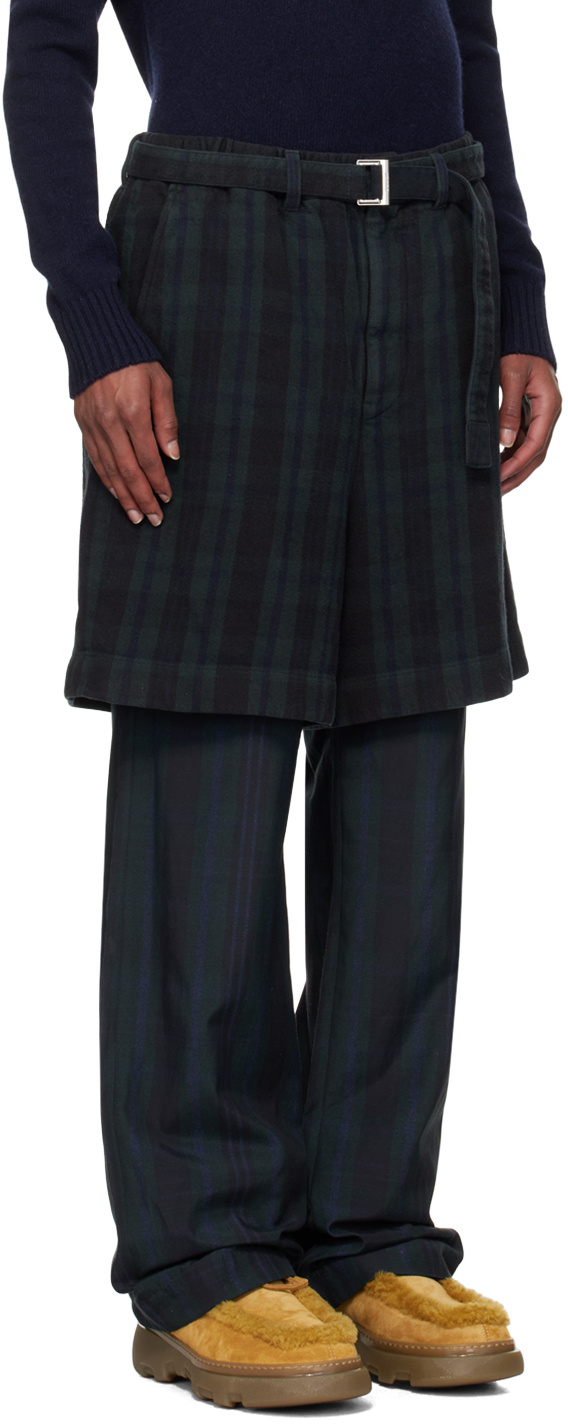 Sacai Belt-loop Plaid Trousers In Black
