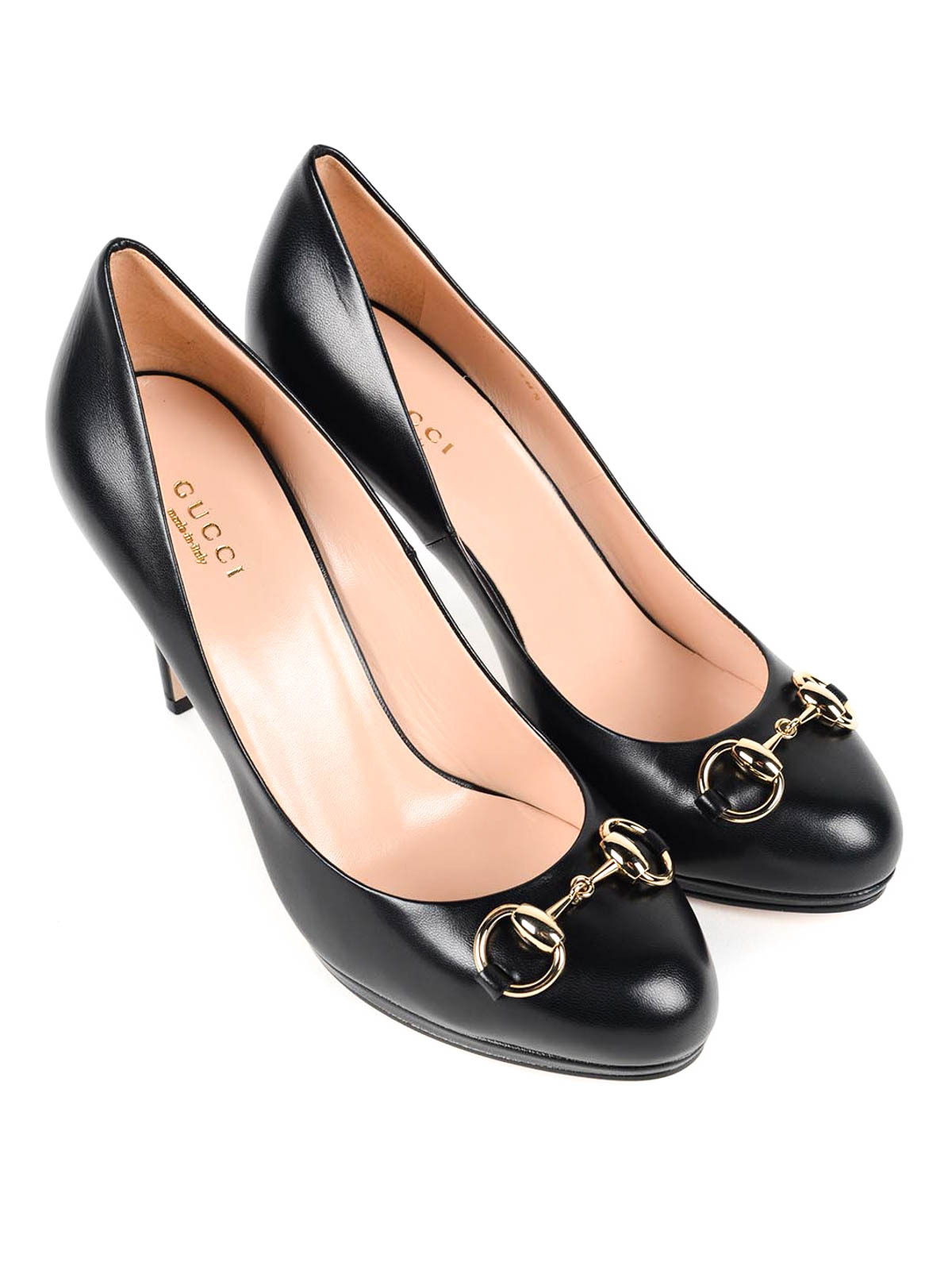 Gucci Horse Title Buckle Details High Heels In Black