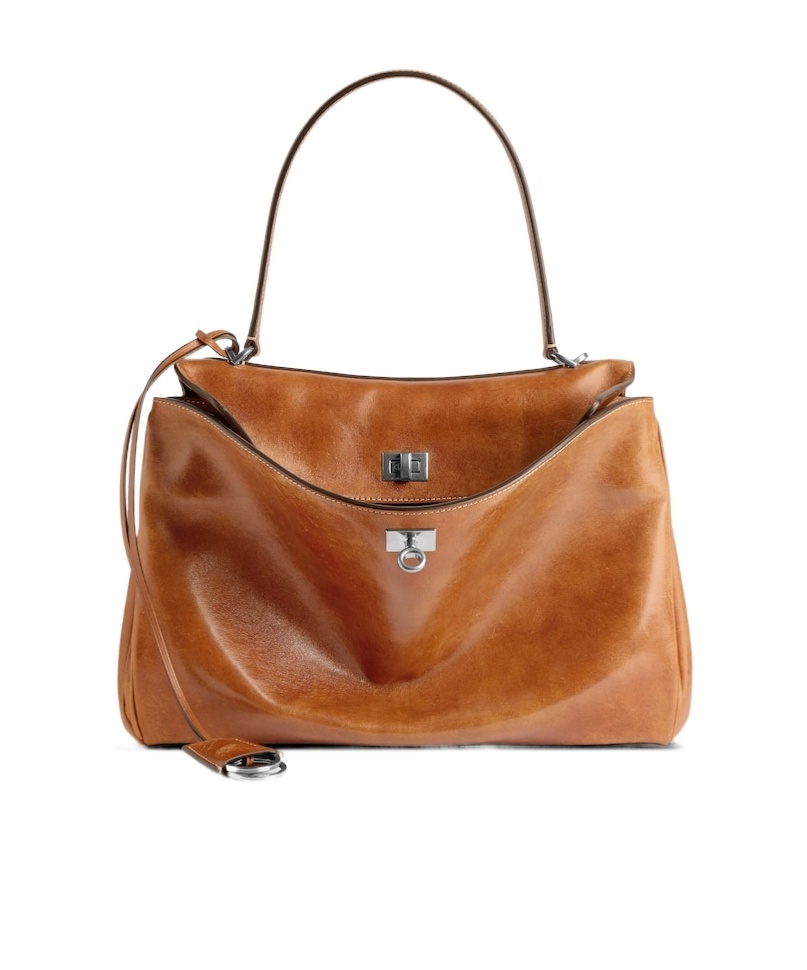 Balenciaga Rodeo Medium Leather Top-handle Bag In Brown