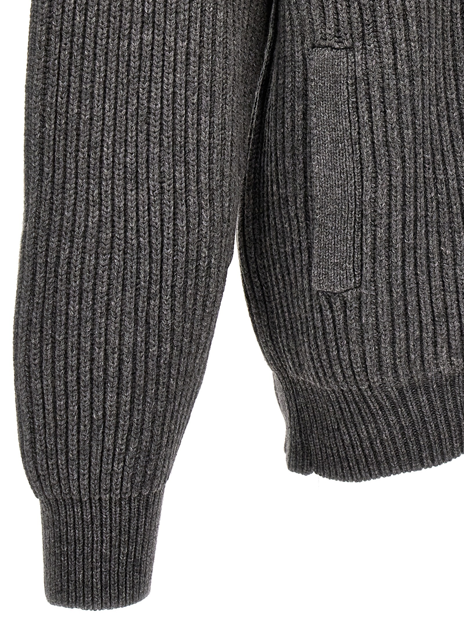 Gucci Hooded Cardigan Web Striped Detail In Gray