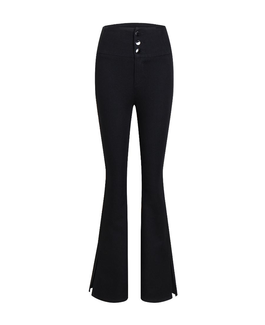 Liuregali Split High Waist Horn Jeans In Black