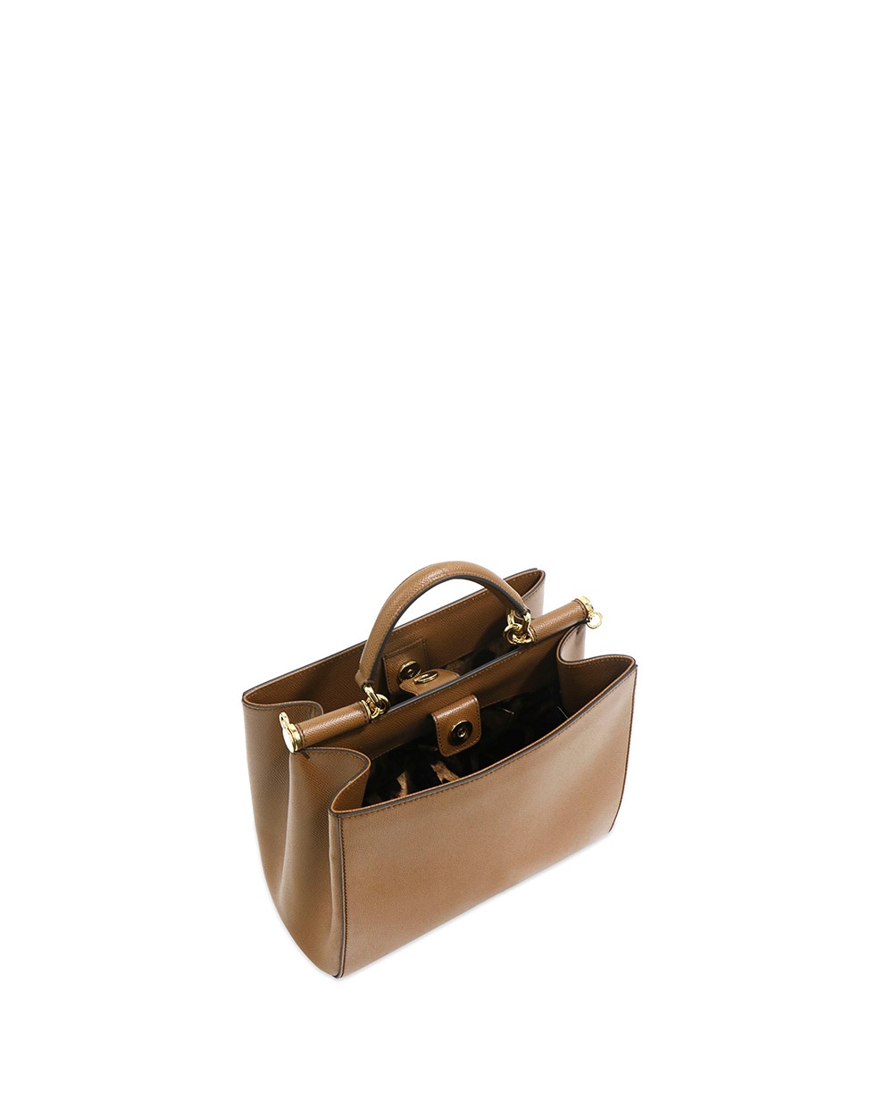 Dolce & Gabbana Logo Details Handbag In Brown