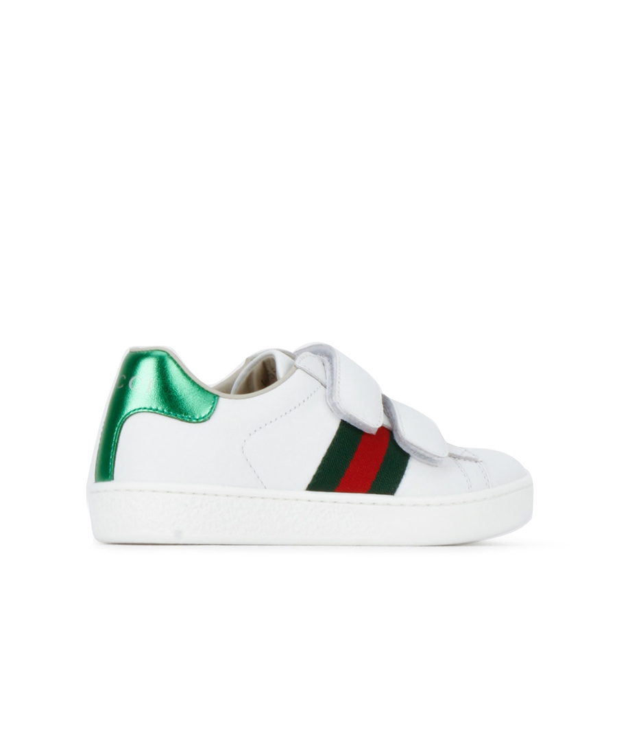 Gucci Leather Strap Sneakers In White