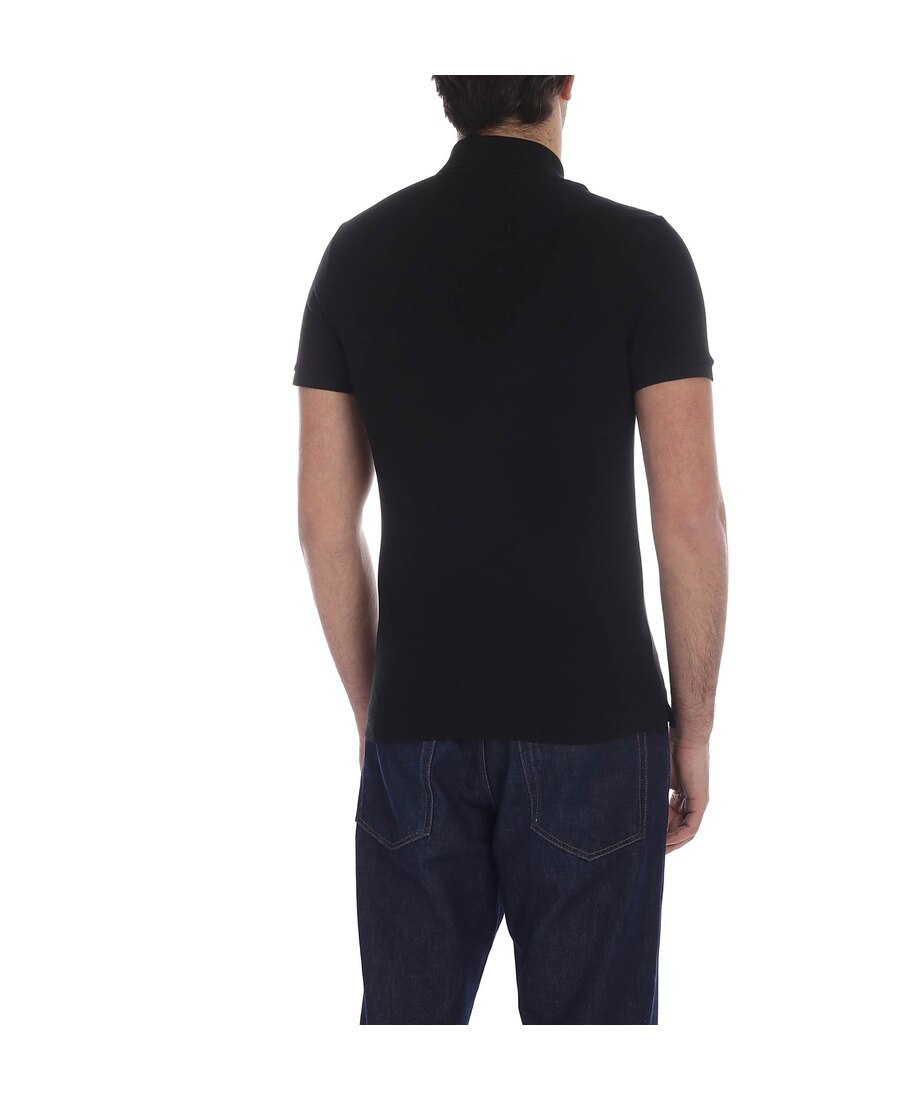 Lacoste Stretch Pique Short-sleeve Slim Fit Polo Shirt In Black
