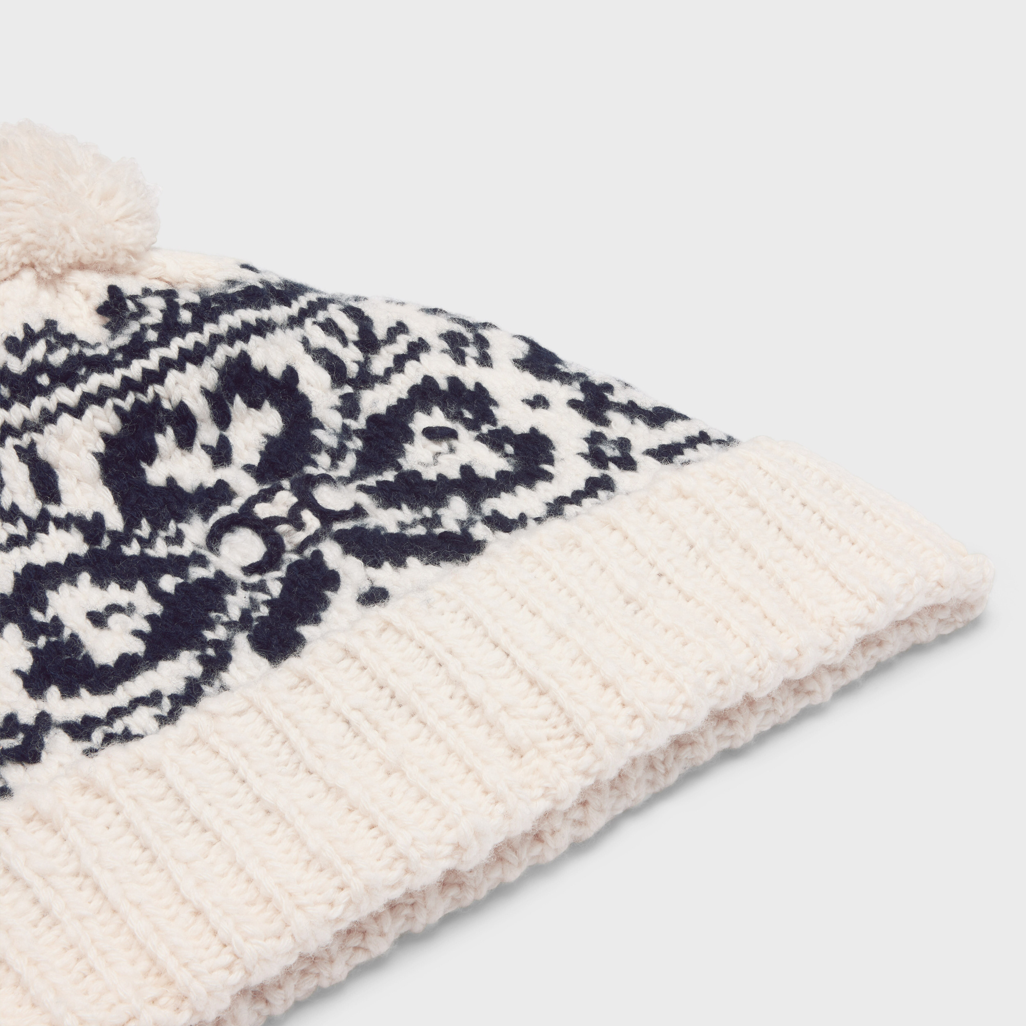 Shop Celine Beanie In Fair Isle Wool In White
