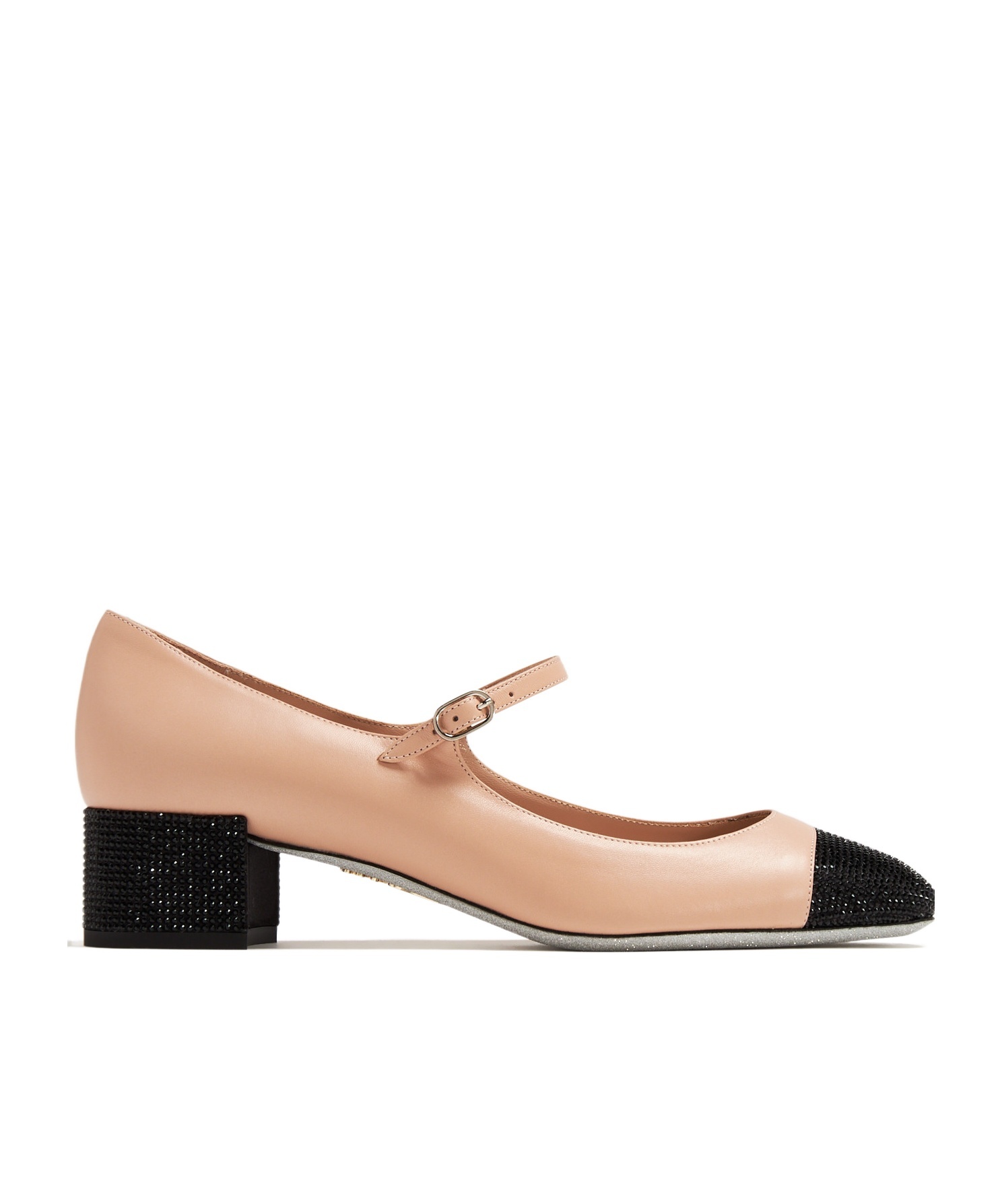 René Caovilla Kristen Bicolor Strass Mary Jane Pumps In Nude