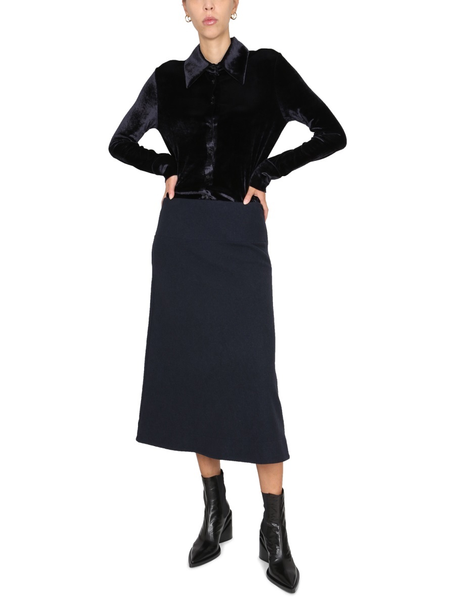 Jil Sander A-line Wool Midi Skirt In Black