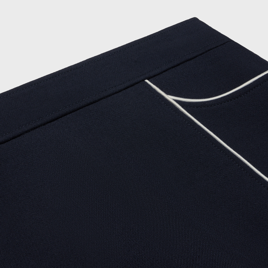 Celine Pleated Double Wool Trapezoidal Miniskirt In Black