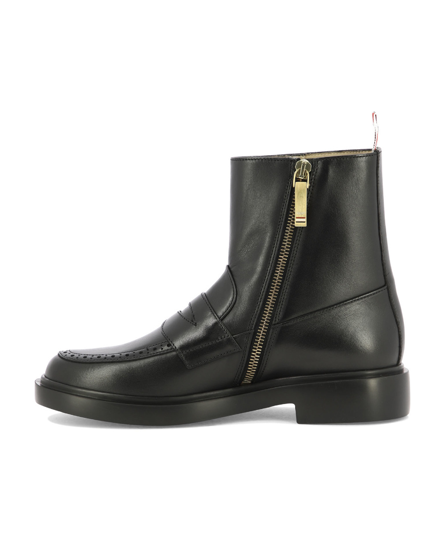 Thom Browne Penny Loafer Ankle Boots In Black