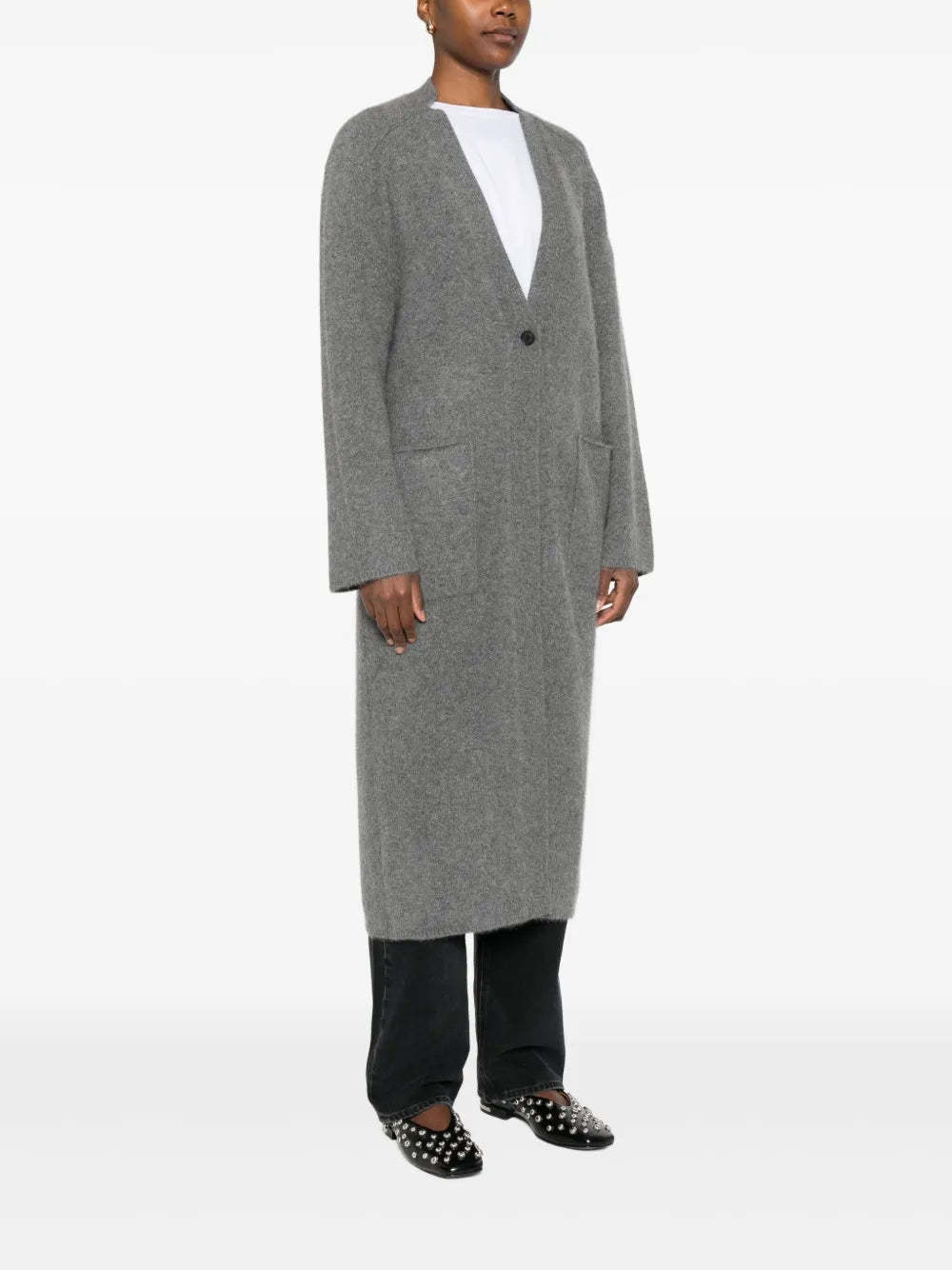 Loulou Studio Yak Buttoned Patch-pocket Cardigan In Gray