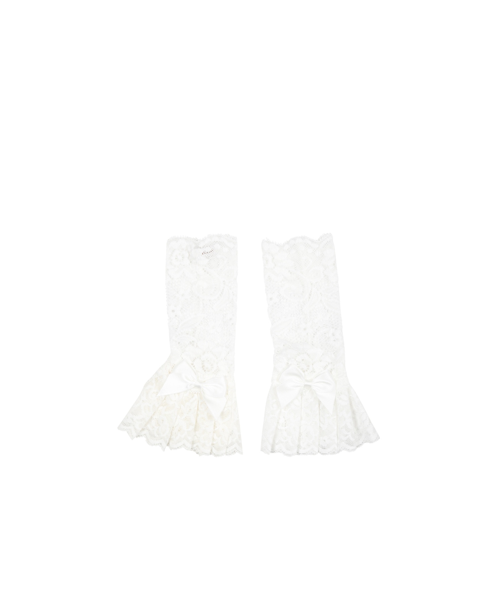 Shop Monnalisa Ruffle Lace-embroidery Gloves In White