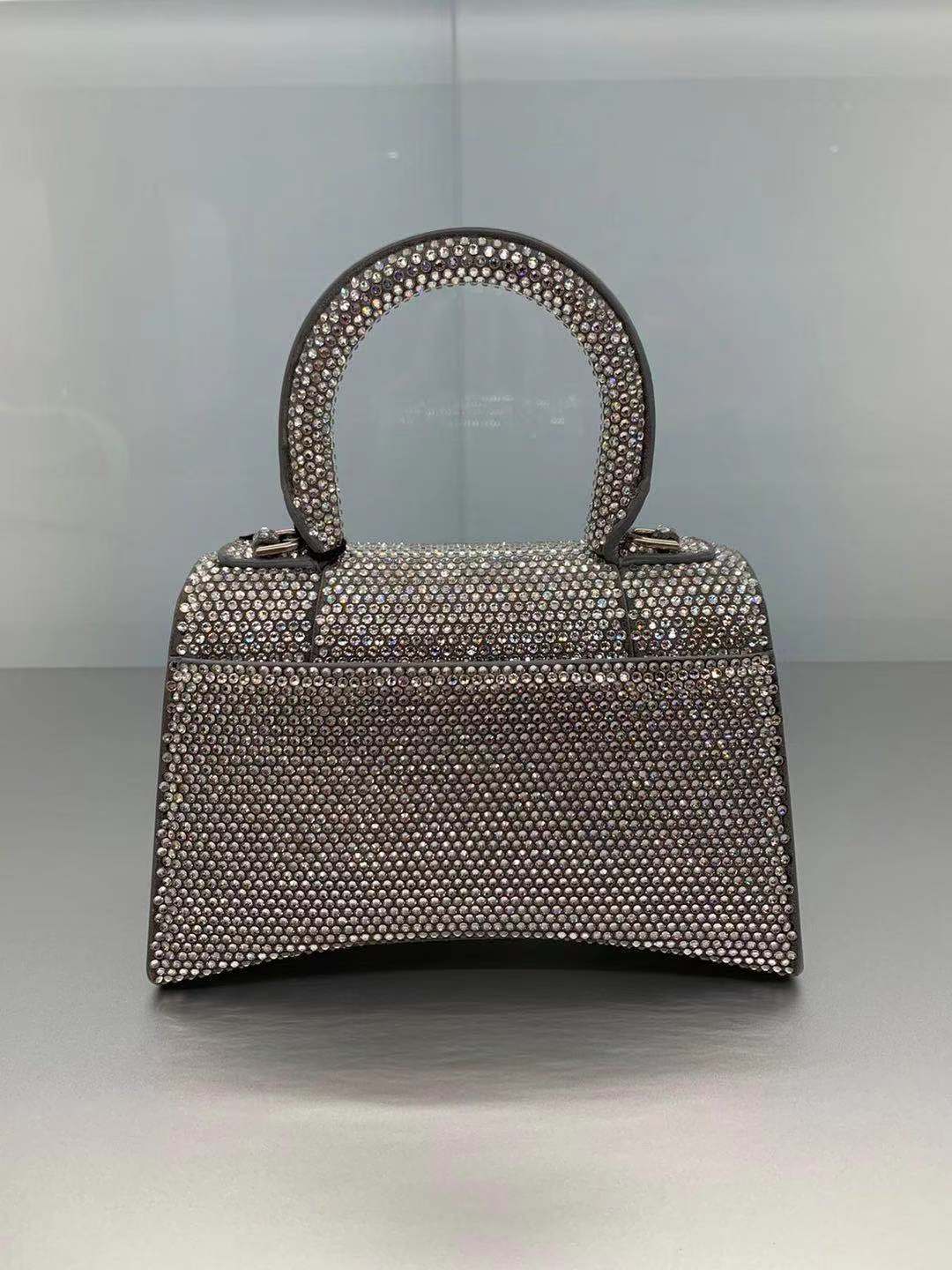 Balenciaga Hourglass Xs Strassed Top-handle Bag In White
