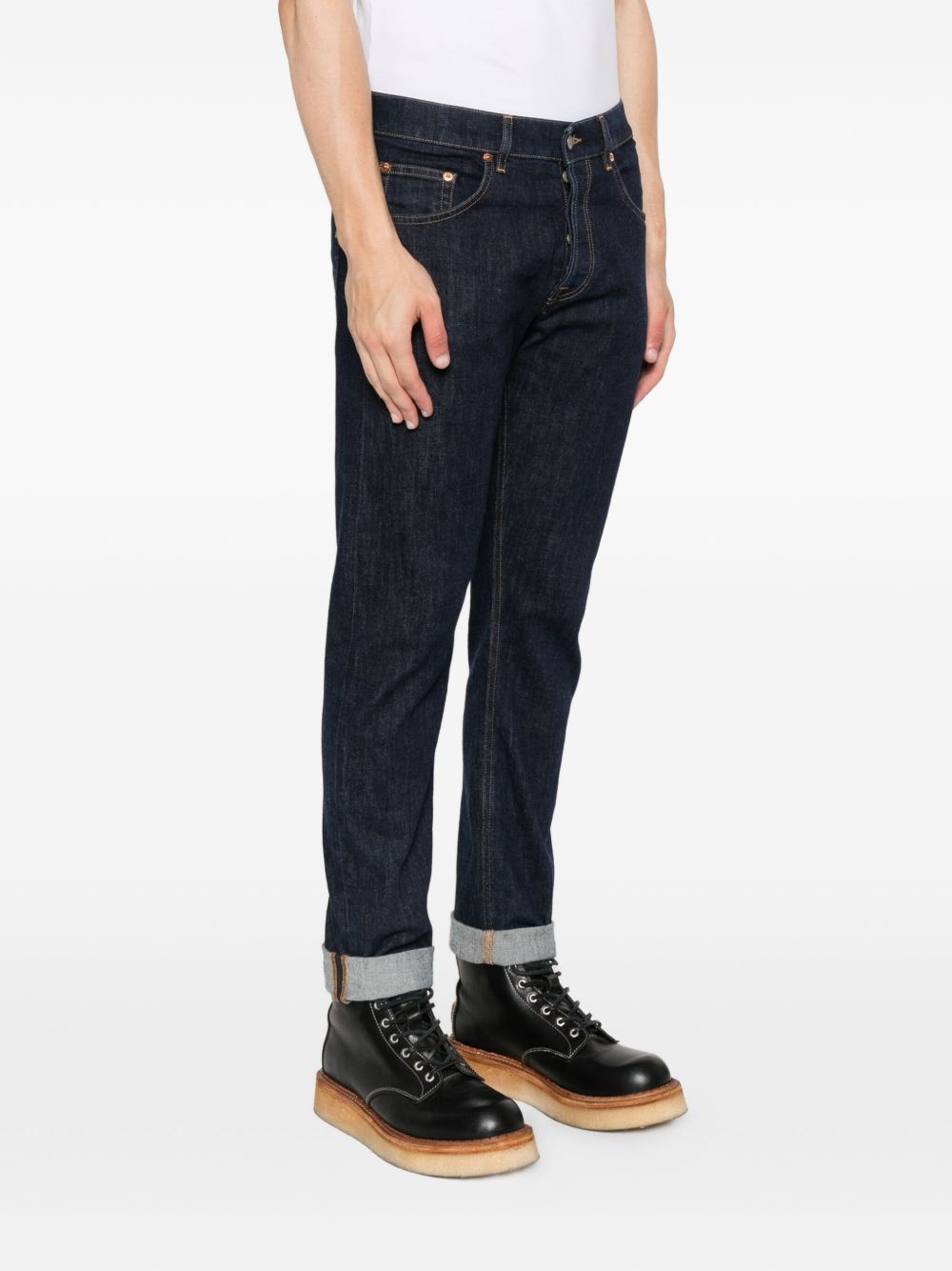 Dondup Denim Trousers With Belt Loops In Blue