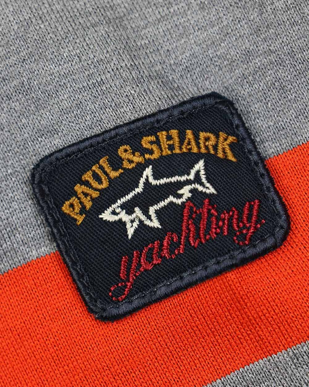 Paul & Shark Striped Long-sleeved Polo Shirt In Black