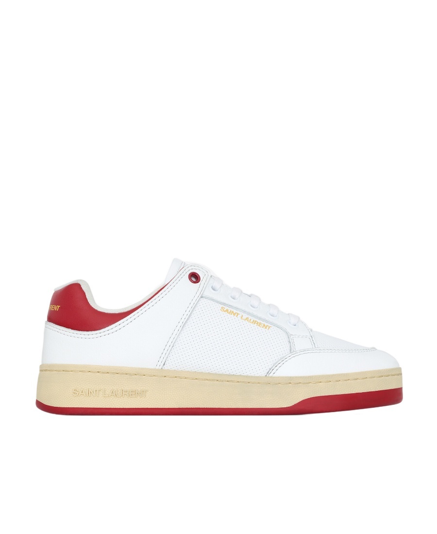 Shop Saint Laurent Sl/61 Sneakers In Smooth Leather In White