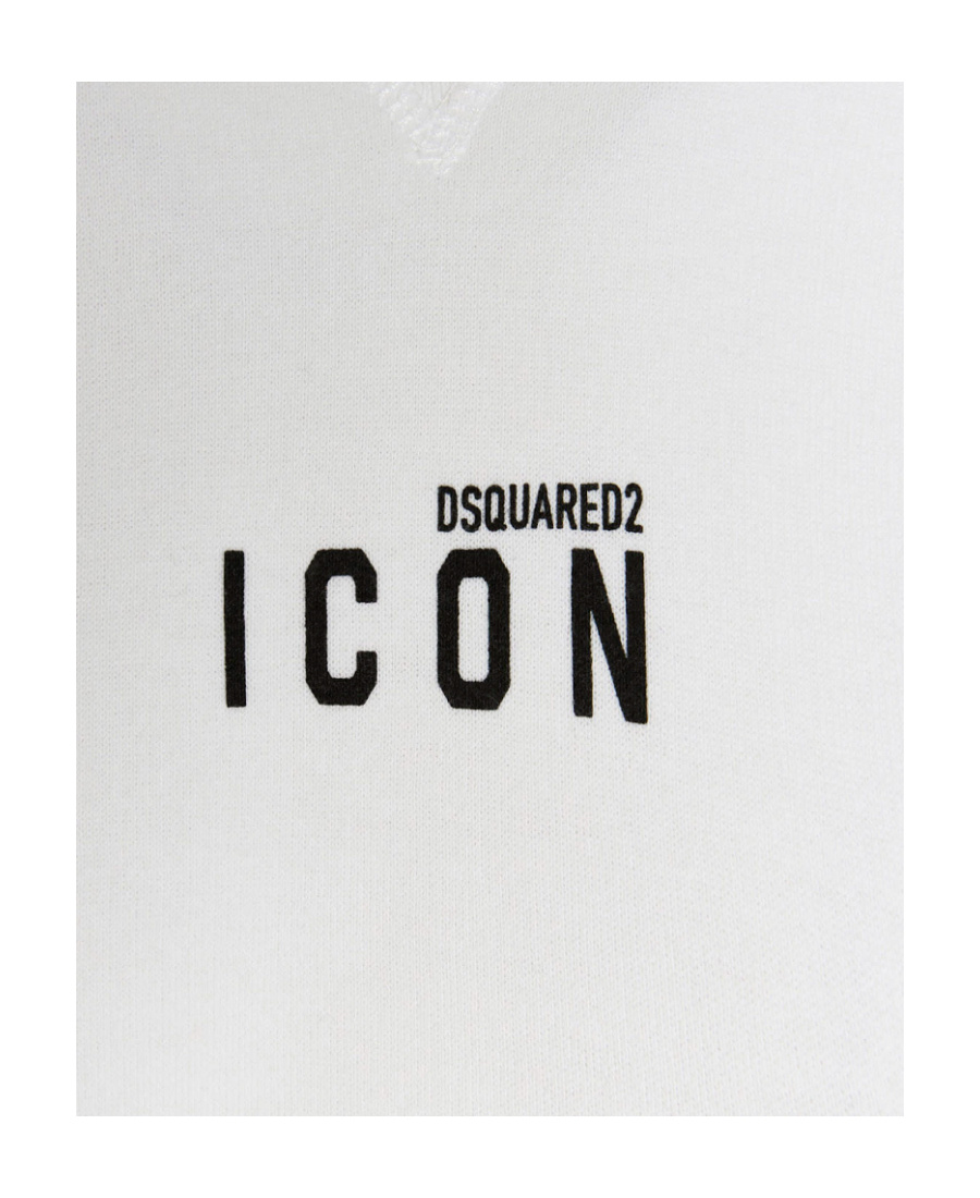 Dsquared2 Logo Print Drawstring Hoodie In White