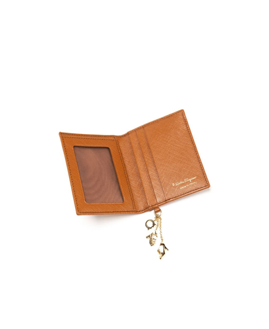 Ferragamo Logo Double Fold Wallet In Brown