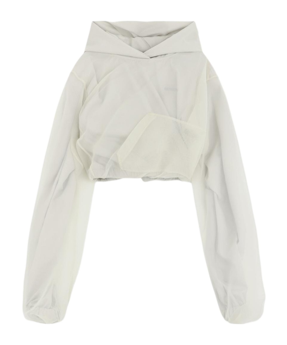 We11 Done Layered Cropped Hoodie In White