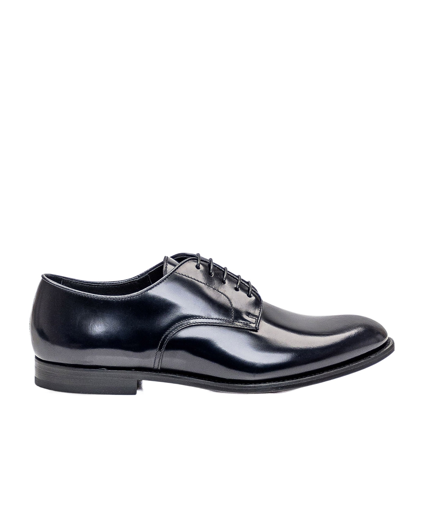 Doucal's Classic Black Derby Shoes Polished Finish In Calf Leather Man In Black